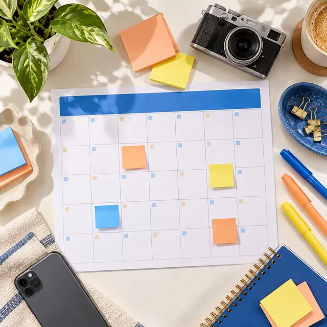 Blue Small Business Content Calendar cover with a practical monthly posting plan for local businesses.